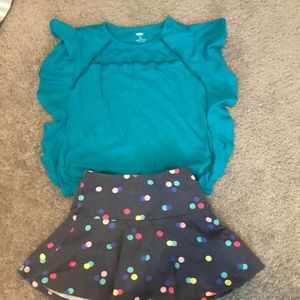 Girls flutter sleeve shirt and skort